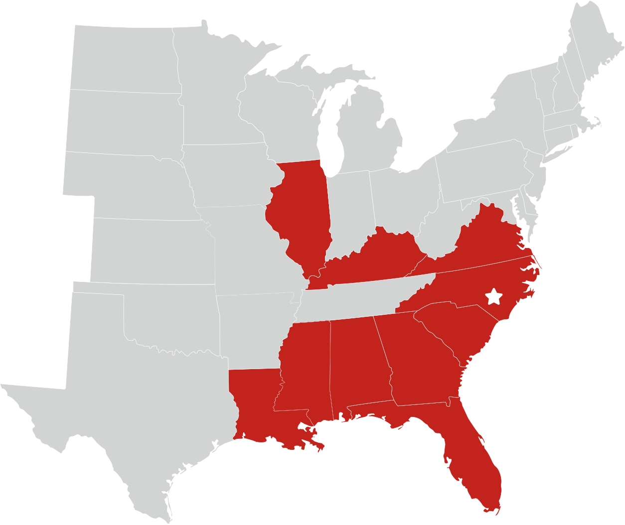 Fleming & Associates - US map highlighting the states where we do work